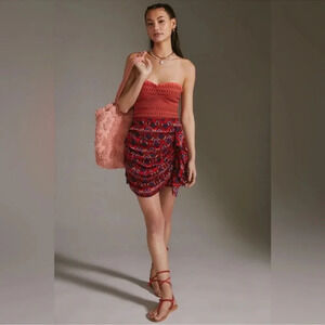 New! Anthropologie Dolan Left Coast Ruched Ruffle Mini Skirt